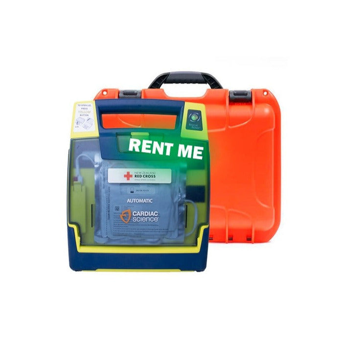 First aid kit with 'Rent Me' label on a white background