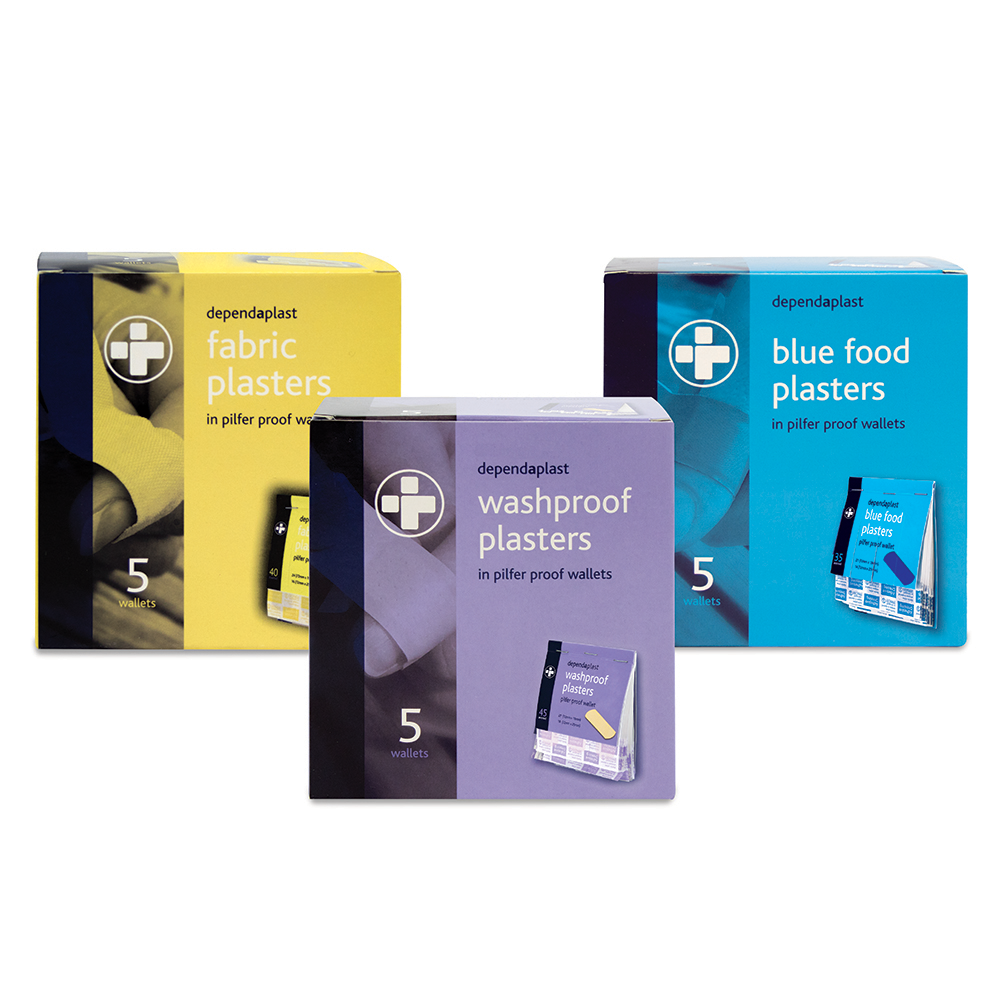 Blue Food Area Plasters Refill Box of 5 Wallets
